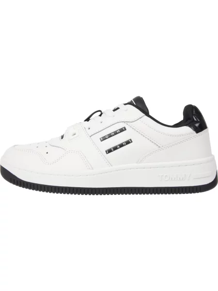 Sneakersy Tommy Hilfiger skórzane z nadrukiem z nadrukiem zwierzęcym białe