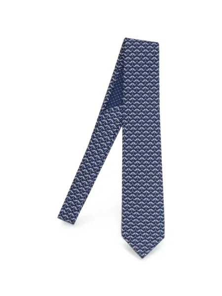 Cravată Ferragamo de mătase cu imagine albastru