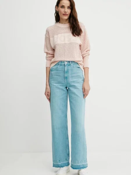 BOSS Orange jeansy high waist niebieskie