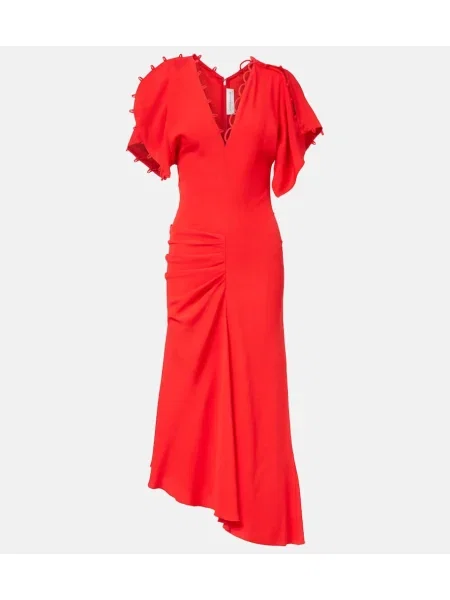 Rochie maxi Victoria Beckham drapată de costum roșu