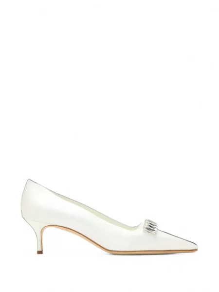 Pantofi cu toc Manolo Blahnik din satin alb