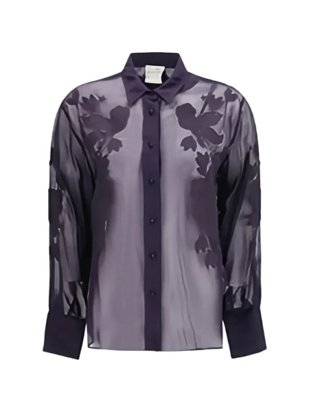 Cămașă Forte_forte cu model floral din organza violet