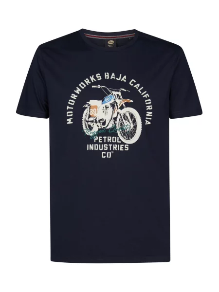 Petrol Industries Tričko tmavě modrá bílá