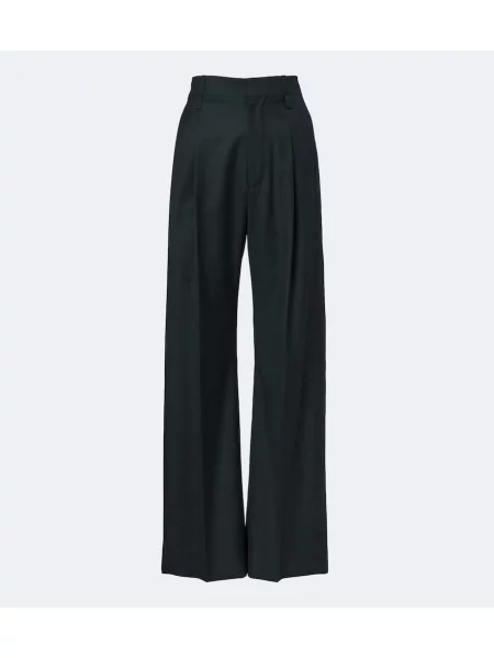 Pantaloni Victoria Beckham de lână verde