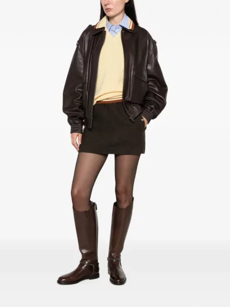 Fusta mini Maje cu model herringbone maro