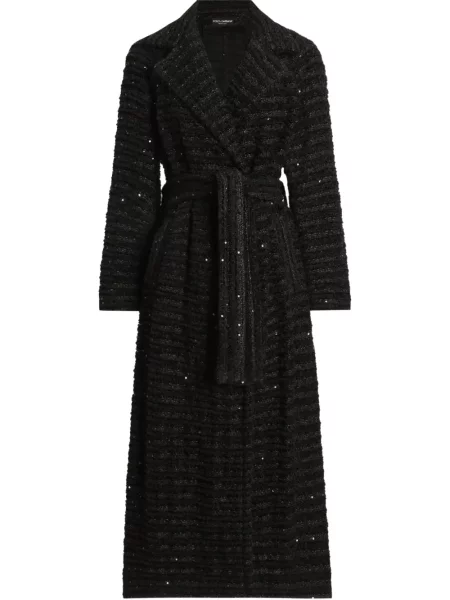 Palton Dolce & Gabbana cu paiete din tweed negru