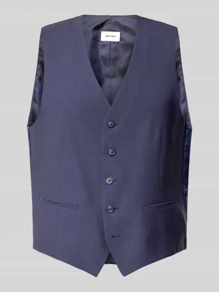 Kamizelka o kroju regular fit z mieszanki żywej wełny model ‘HUGO’ Pierre Cardin niebieska