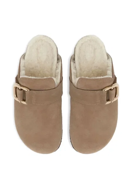 Papuci tip mules Flattered din piele de căprioară cu cataramă