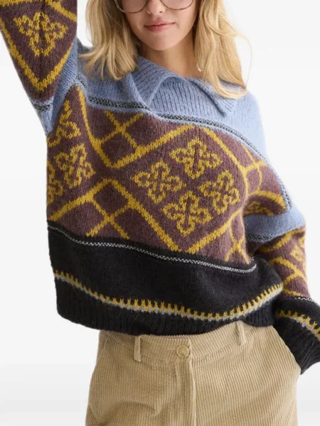 Gulerat pulover Scotch & Soda din jacard maro