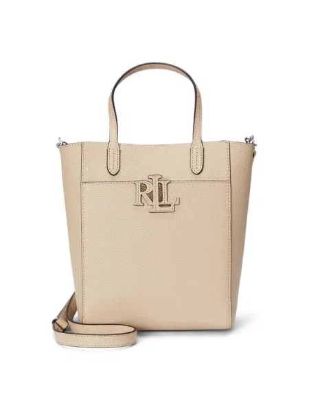 Кожена чанта Lauren Ralph Lauren бежово