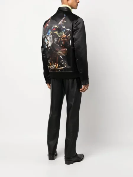 Raštuota bomber striukė Philipp Plein satino juoda