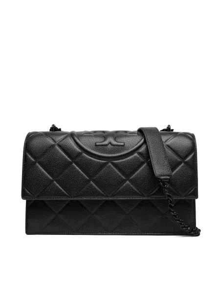 Ročna torba Tory Burch Fleming Soft Grain Convertible Shoulder Bag črna