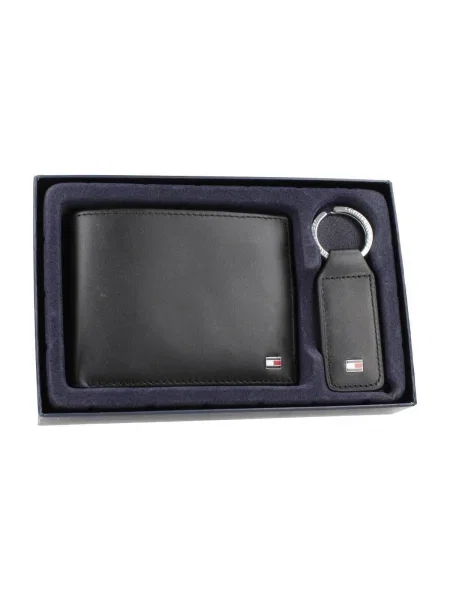 Tommy Hilfiger De piele portofel + breloc negru