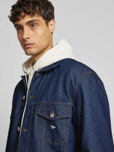 Kurtka jeansowa z listwą guzikową Maison Kitsune granatowa
