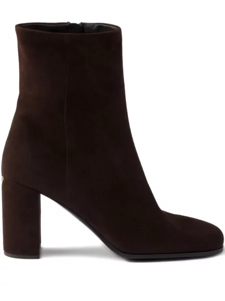 Botine Prada din piele de căprioară maro