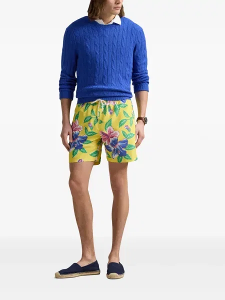 Tricou Polo Ralph Lauren din piele cu broderie în carouri maro