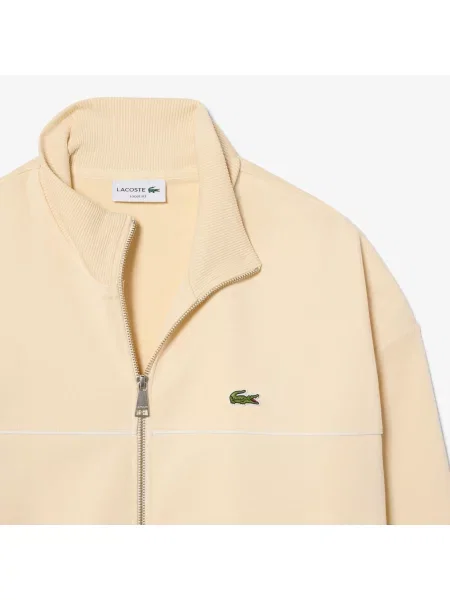 Lacoste Bluza Rozpinana Z Ozdobnymi Lamówkami beżowy
