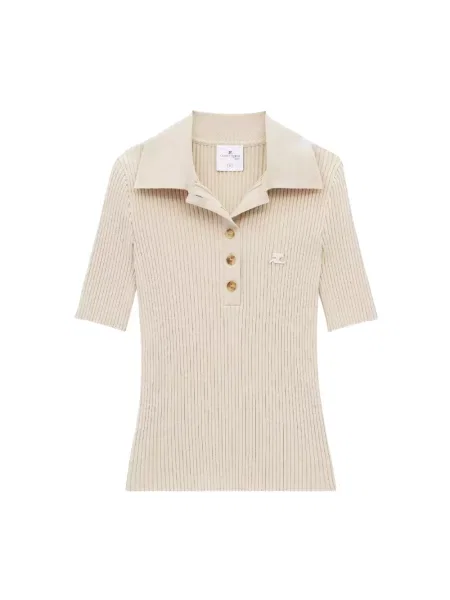 Koszulka polo Courreges beżowa