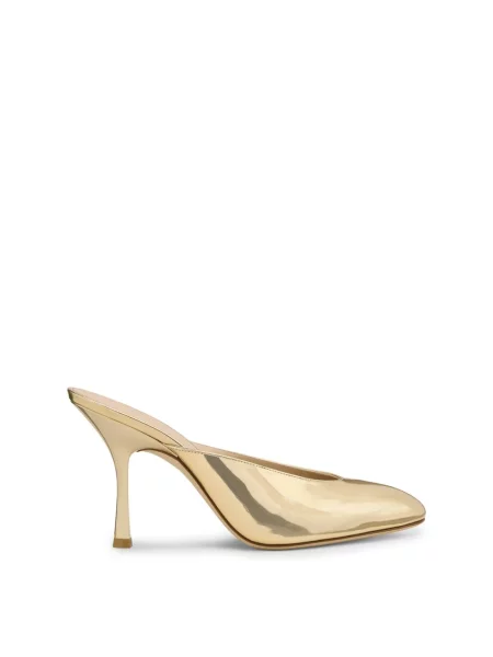 Klapki mules Stuart Weitzman skórzane żółte