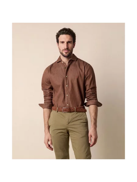 Koszula dżinsowa Brooks Brothers brązowa