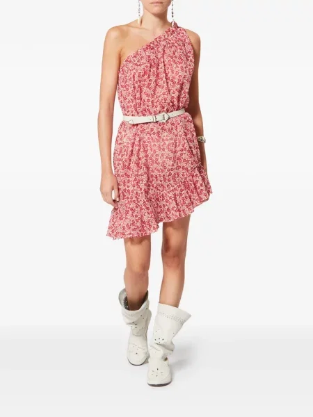 Rochie Marant Etoile cu model floral cu imagine cu un umăr gol roșu