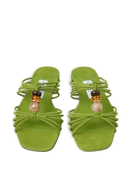 Papuci tip mules Jimmy Choo fără toc verde