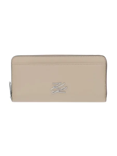 Karl Lagerfeld portfel skórzany K/AUTOGRAPH beżowy