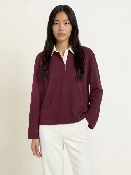 Stylein Žerzejová Polokošile Janelle tmavě červená bílá