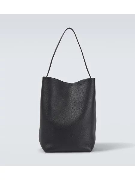 Usnjena torba The Row črna