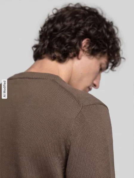 Sweter z dzianiny z okrągłym dekoltem model ‘DANE’ Selected Homme beżowy