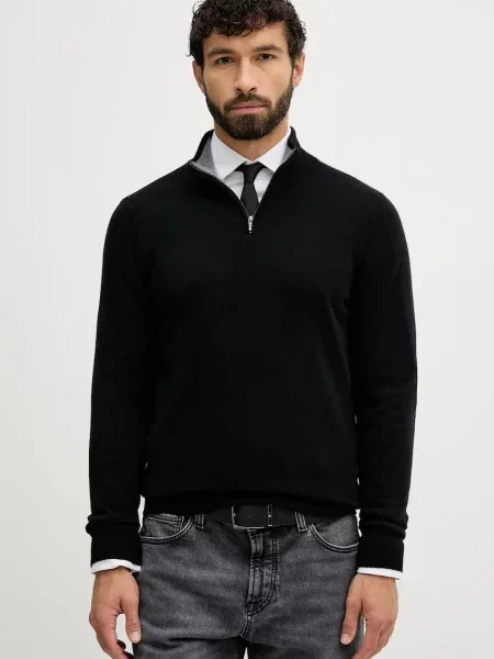 BOSS pulover de lână light negru