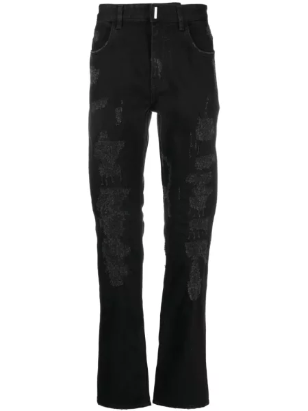 Blugi drepți Givenchy zdrențuiți negru