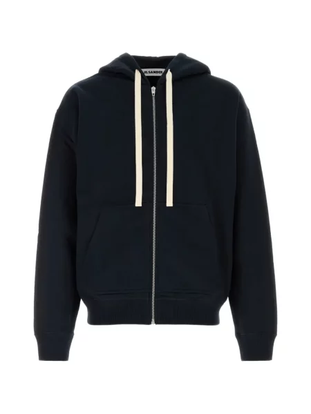 Hanorac cu glugă Jil Sander cu cordon albastru