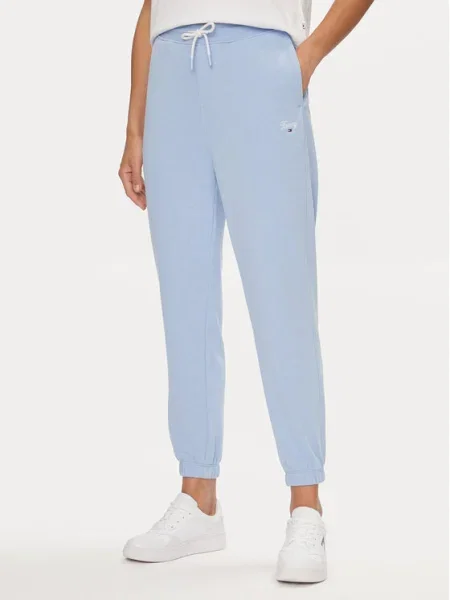Tommy Jeans Pantaloni trening Script celest albastru