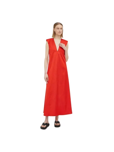 Lniana sukienka maxi By Malene Birger czerwona