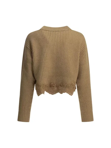 Krótki sweter Chloe wełniany brązowy