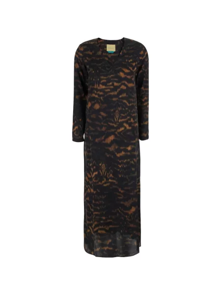 Rochie Momoni cu imagine cu decolteu în V cu imprimeu abstract negru
