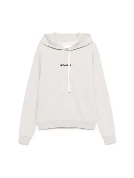 Bluza z kapturem Jil Sander z kapturem z logo szara