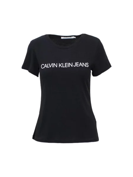 Krótka koszulka Calvin Klein Jeans z nadrukiem z krótkim rękawem czarna