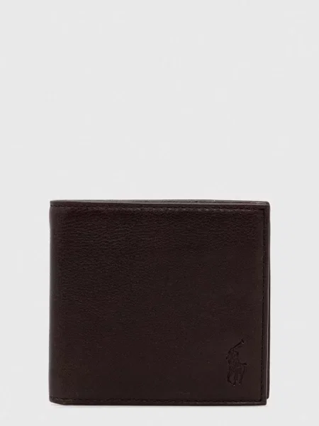 Шкіряний гаманець Polo Ralph Lauren коричневий