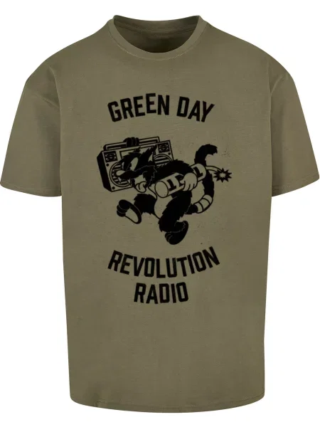 Merchcode Póló Green Day Revolution Radio olíva fekete