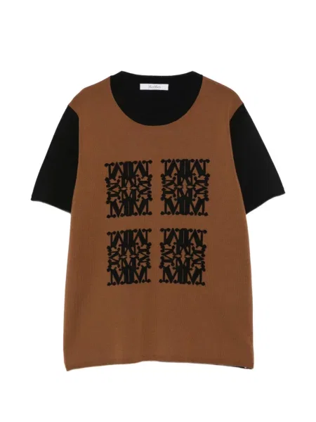 Tricou Max Mara cu broderie maro