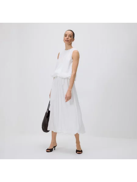 Reserved Lyocellkeverék szoknya krémszínű