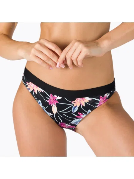 Olcsóbban. Fürdőruha alsó ROXY Active anthracite/floral flow. Méret: XS fekete