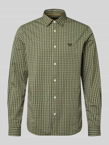 Koszula casualowa o kroju slim fit z kołnierzykiem typu kent i wyhaftowanym logo Pme Legend zielona
