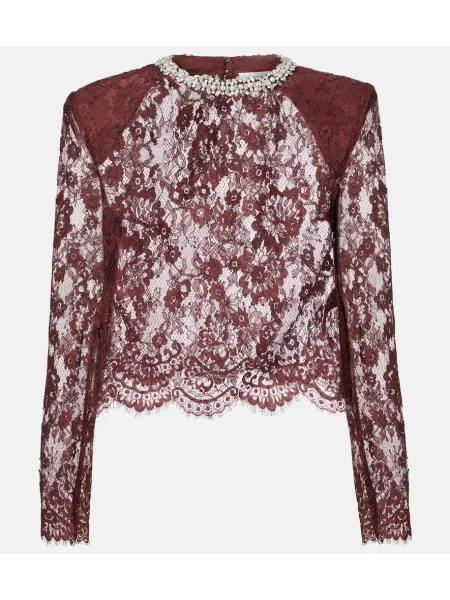Top Self-portrait din dantelă maro