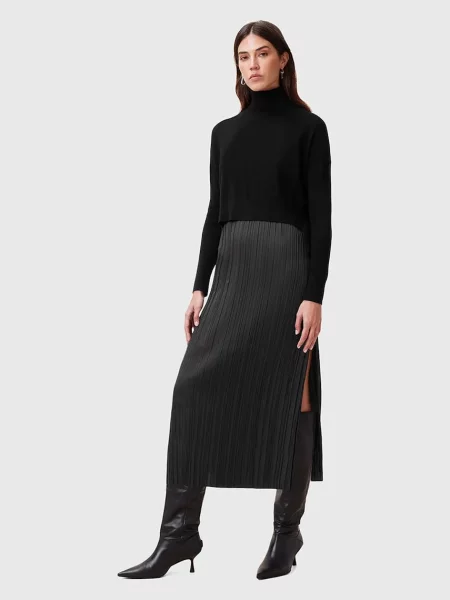 AllSaints rochie si pulover VITTORIA midi drept negru