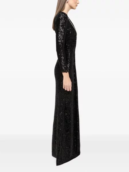 Rochie maxi Nissa cu paiete de costum negru