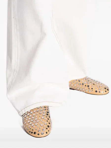 Papuci tip mules Tory Burch din piele fără toc cu tepi bej