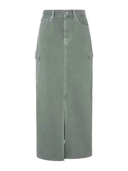 Rifľová sukňa Pepe Jeans MAXI SKIRT HW CLR zelená